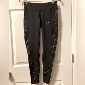 Nike Running Leggings, black with polka dots, size S
